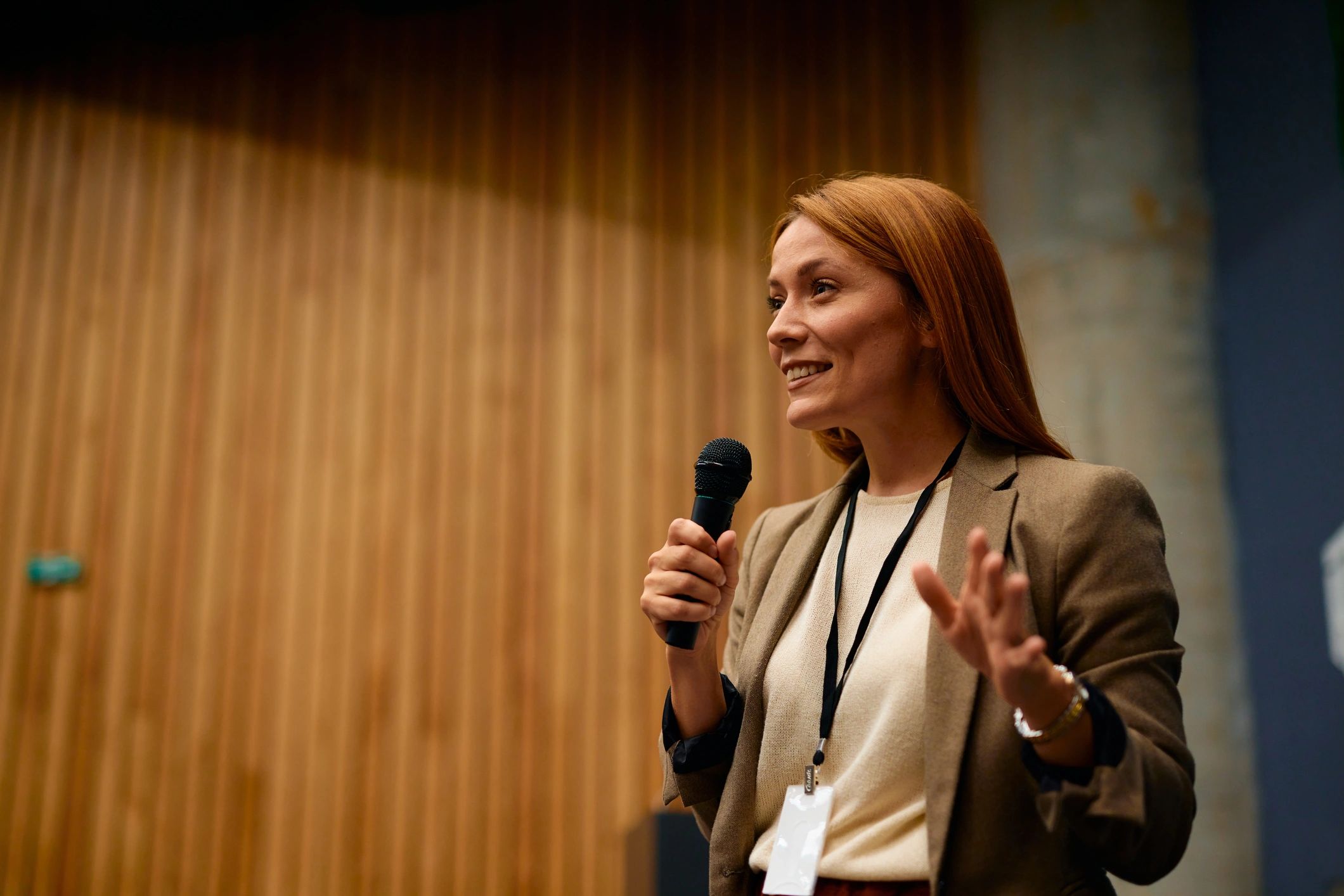 professional speaker on stage
